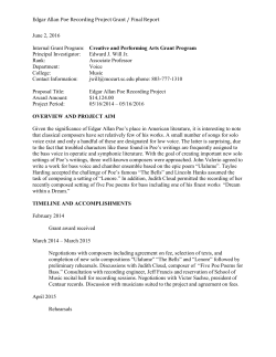 Edgar Allan Poe Recording Project Grant / Final Report June 2