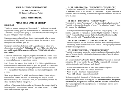 four-fold name of christ - Bible Baptist Church of Erie