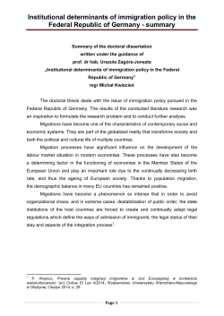 Institutional determinants of immigration policy in the Federal