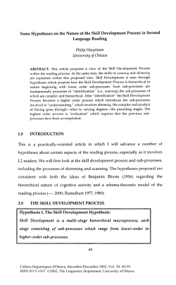 Some Hypotheses on the Nature of the Skill - ArtSites