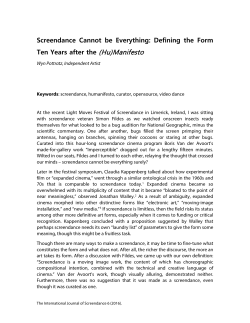 Screendance Cannot be Everything: Defining the Form Ten Years