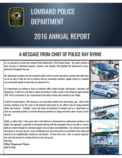 LOMBARD POLICE DEPARTMENT 2016 ANNUAL REPORT