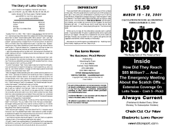 March 15 - 28, 2001 - Texas Lotto Report