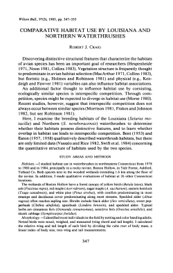 comparative habitat use by louisiana and northern waterthrushes