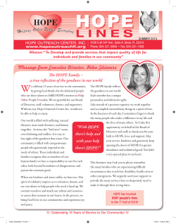 Message from Executive Director, Helen Shinners