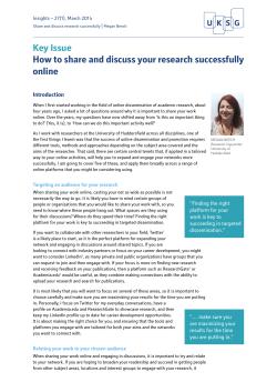 Key Issue How to share and discuss your research