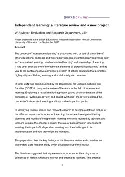 Independent learning: a literature review and a new project
