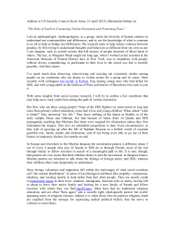 Address to UN Security Council (Scott Atran, 23 April 2015