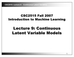 Lecture 9: Continuous Latent Variable Models