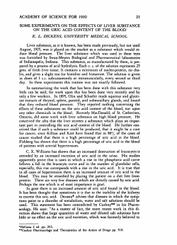 Some Experiments on the Effects of Liver Substance on the Uric