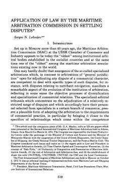 Application of Law by the Maritime Arbitration Commission in