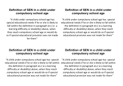 Activity 1 SEN definition under compulsory school age