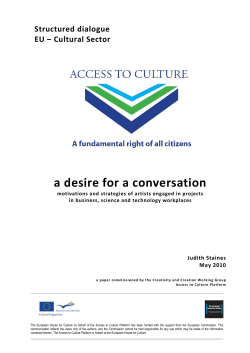 a desire for a conversation - The European house for culture