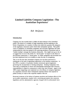 Limited Liability Company Legislation