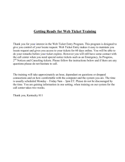 Getting Ready for Web Ticket Training