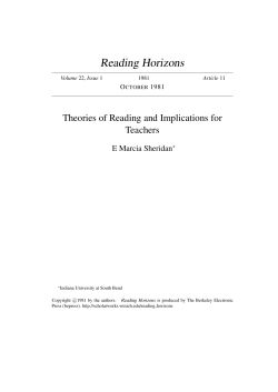 Theories of Reading and Implications for Teachers