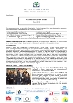 Newsletter Issue 8 - March 2012