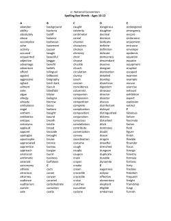 Jr. National Convention Spelling Bee Words - Ages 10