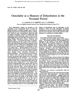 Osmolality as a Measure of Dehydration in the Neonatal Period