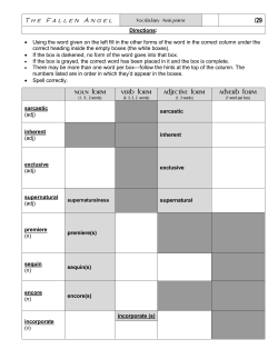 The Fallen Angel /29 noun form verb form adjective form adverb form