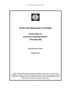 EFFECTIVE INSOLVENCY SYSTEMS Issues Note on Insolvency