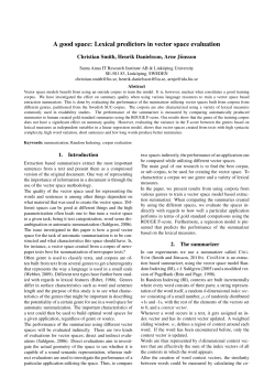 A good space: Lexical predictors in vector space