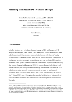 Assessing the Effect of NAFTA`s Rules of Origin