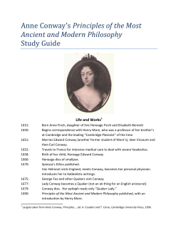 Anne Conway`s Principles of the Most Ancient
