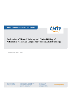Evaluation of Clinical Validity and Clinical Utility of Actionable