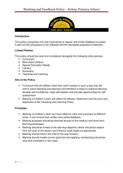 Marking and Feedback Policy &ndash; Kelsey Primary School