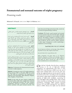 Fetomaternal and neonatal outcome of triplet pregnancy