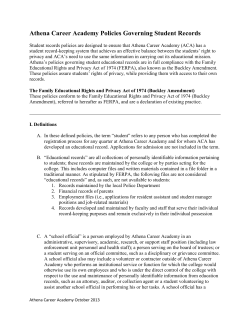 Athena Career Academy Policies Governing Student Records