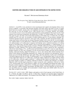 hunters and anglers at risk of lead exposure in the united states