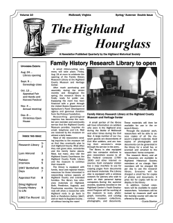 Spring/Summer 2007 - The Highland County Museum
