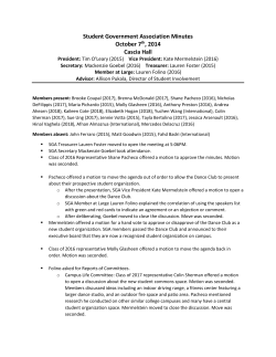 Student Government Association Minutes October 7th, 2014 Cascia