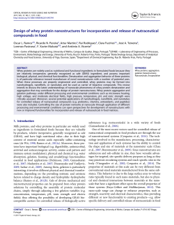 Design of whey protein nanostructures for incorporation and release