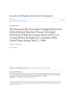 The American Bar Association`s Integral Role in the Federal Judicial