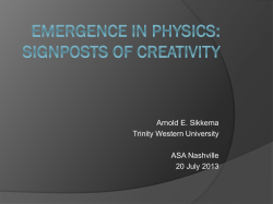 Arnold E. Sikkema Trinity Western University ASA Nashville 20 July