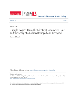 "Simple Logic": Race, the Identity Documents Rule and the Story of a