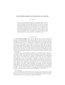 QUANTIFIED BELIEFS AND BELIEVED QUANTITIES 1. Introduction