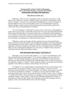 Dischargeability of Divorce Debts in Bankruptcy