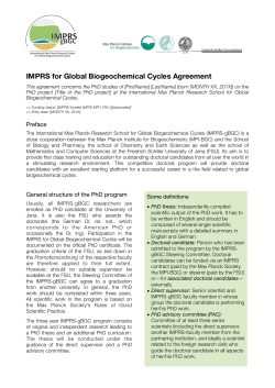 IMPRS for Global Biogeochemical Cycles Agreement - IMPRS-gBGC