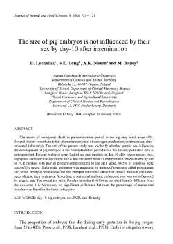 The size of pig embryos is not influenced by their sex by day