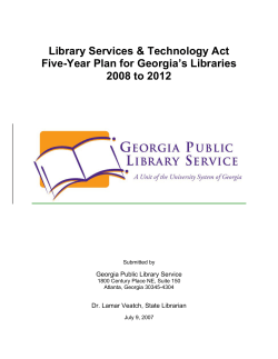 LSTA 2008-12 Five Year Plan - Georgia Public Library Service
