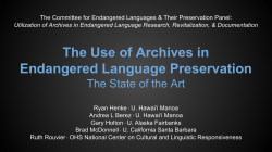 The Use of Archives in Endangered Language Preservation