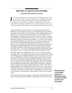 State Policy on Long-Term Care for the Elderly