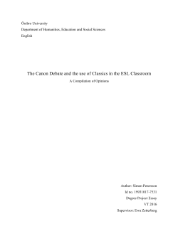 The Canon Debate and the use of Classics in the ESL