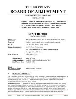 Staff Report - Teller County