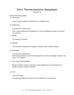 Intro Thermochemistry Assignment