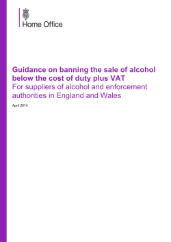 Guidance on banning the sale of alcohol below the cost of duty plus